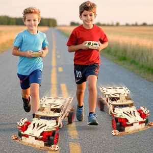 DWI DOWELLIN DIY RC araba bilim ahşap oyuncak araba kitleri eğitim zanaat kitleri çocuklar için 3D bulmacalar yapı modeli seti - Product Image 4