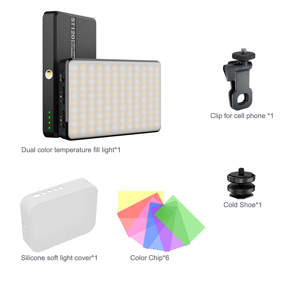 Black-Phone Clip+Silicone Case+Color Chip+Hot Shoe