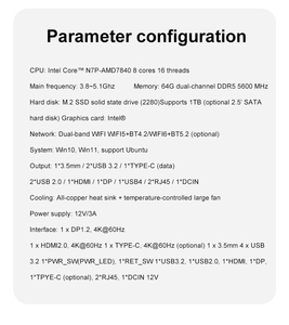 AMD R7 7840 Octa-Core Mini-PC für Home Office Gaming 4K Industrielle Steuerung Drei Bildschirme SSD US/EU Linux OS-AU Mini-Computer