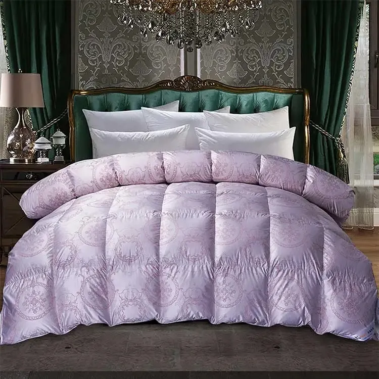 Fornecer lençol de alta qualidade para dormir, colcha de penas de ganso lavável à máquina, colcha king size, conjunto de cama