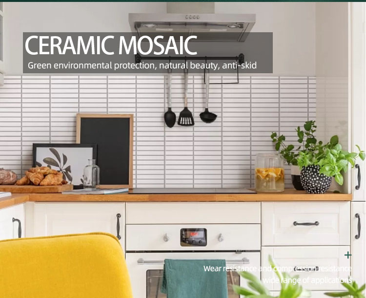 durable strip tile porcelain wall white 6 mm thickness mosaic ceramic tiles for living room