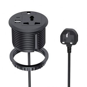 Presa di corrente universale per ufficio rotonda incassata da 20W USB da scrivania presa di corrente per mobili incorporati Multi presa per Desktop - Product Image 1