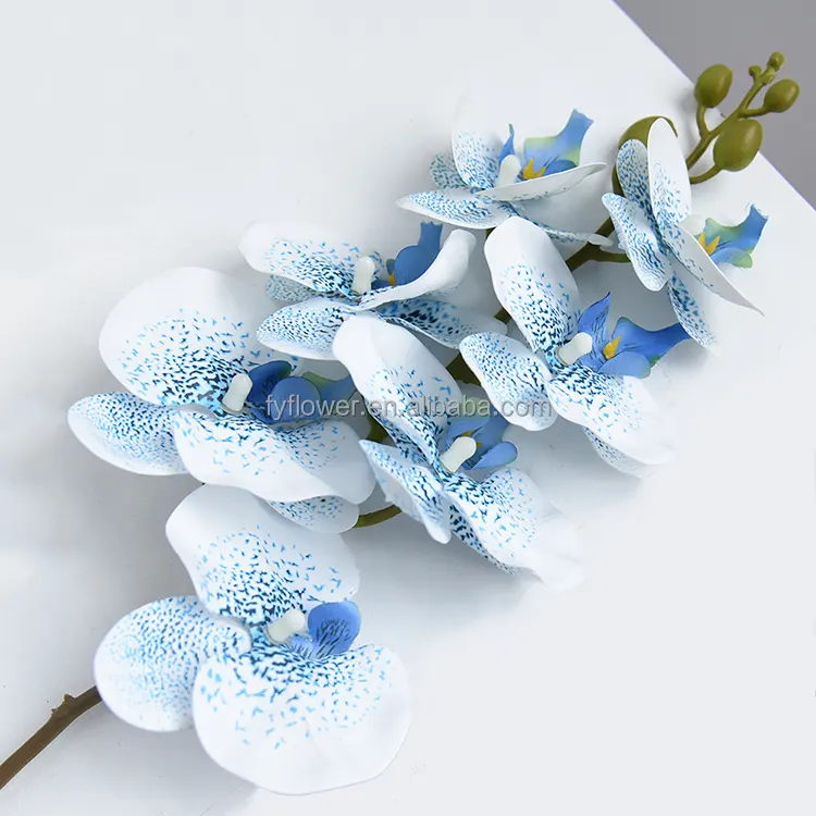 Fuyuan fabricação, flores de seda com 7 cabeças de borboleta, azul, branco, 3d, impressão artificial