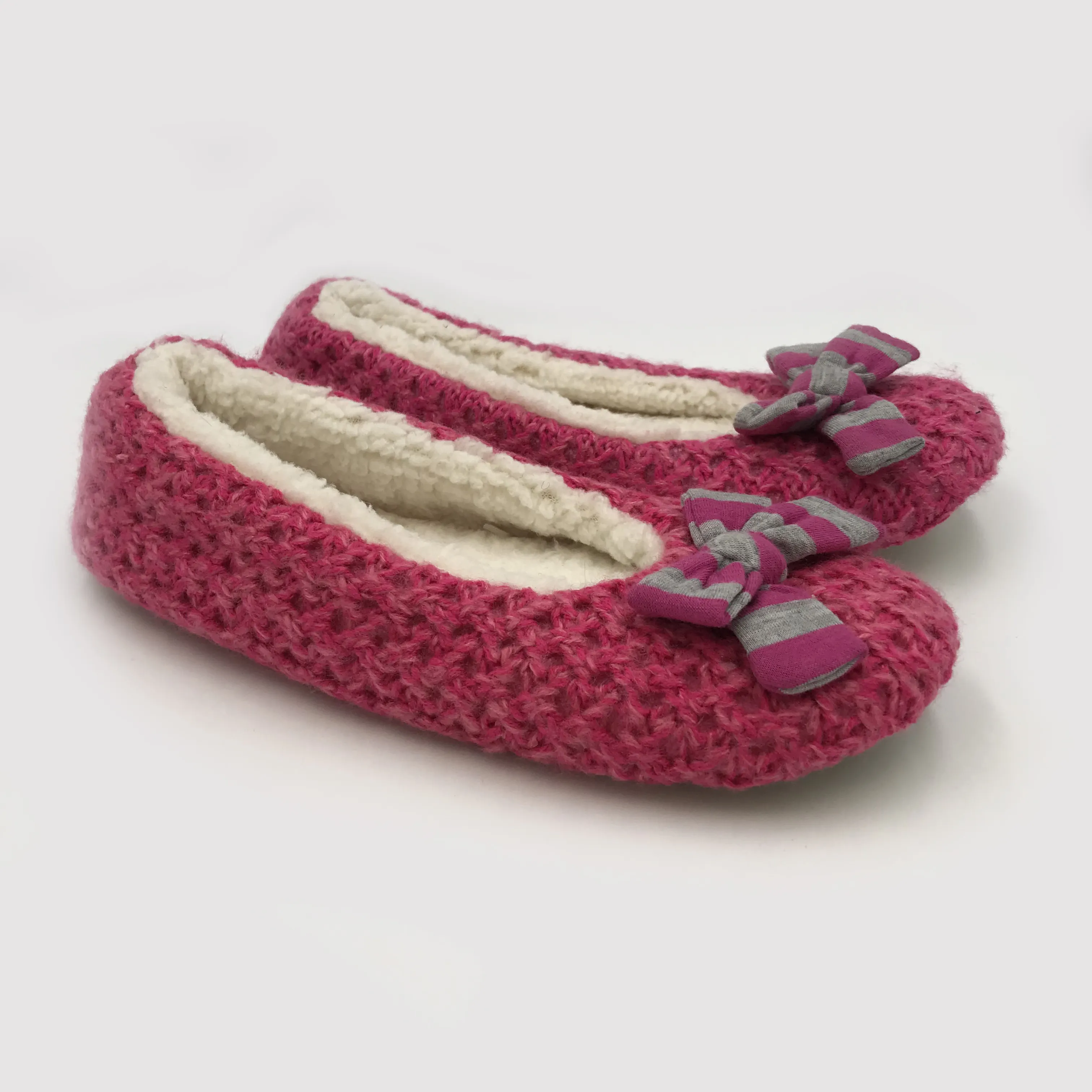 Zapatillas de ballet tejidas para mujer, calzado plano, color rosa