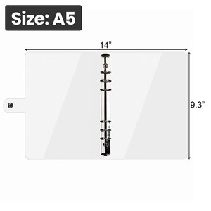 Rilegatrice per Notebook morbida a 6 anelli ricaricabile con rilegatura trasparente a foglia larga copre un raccoglitore in PVC trasparente con chiusura a bottone