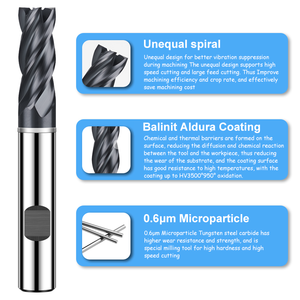 Azzkor TGA HRC65 Solid Carbide 4 Flutes End Mill CNC Cutter Tool for Metal <strong>Weldon</strong> Shank Flat Square Milling Cutter Router Bits - Product Image 5