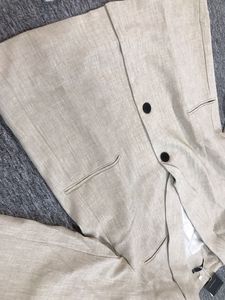 カジュアルスーツワイドレッグパンツ付きスリーピースセット女性用ファッション2023年夏高度アプリコットシルエットリネン
