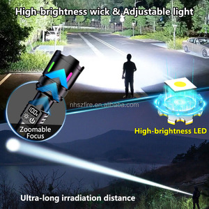 Hợp kim nhôm tự vệ cao lumens sạc pin sạc Zoomable Đèn pin Đèn pin Điện ánh sáng - Product Image 3