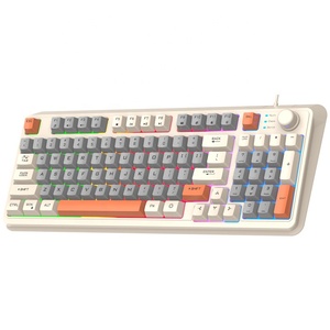 K82 USB Wired Desktop <strong>Computer</strong> <strong>Keyboard</strong> Thin Film Knob RGB Three-Color Matching Luminescent Mechanical Touch Office Game <strong>Use</strong> - Product Image 1