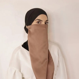 高品质尼卡布穆斯林透气温和伊斯兰服装女性吉尔巴祈祷一层缎面面纱盖头巾尼卡布