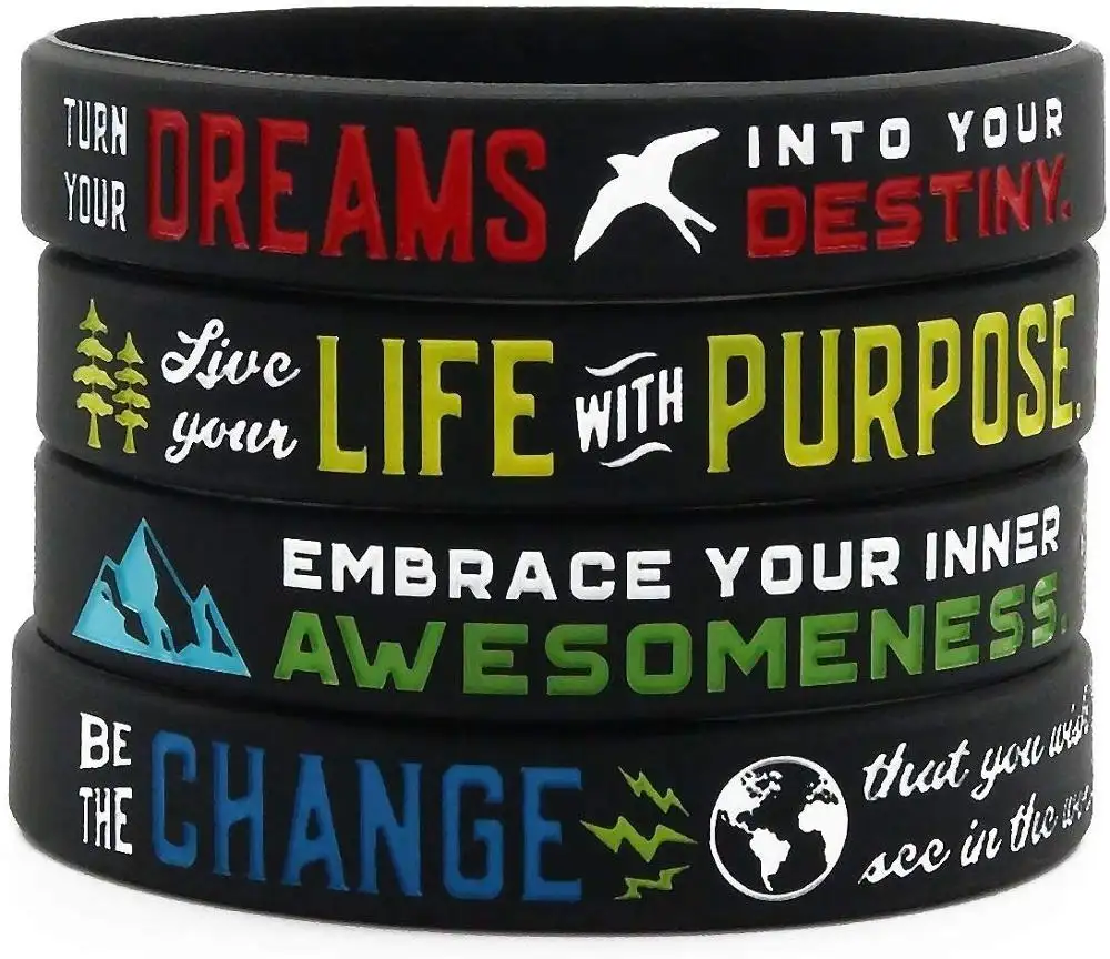 Braccialetti ispiratori con parole motivazionali braccialetti in gomma siliconica-tutto è possibile, successo, sogni, opportunità