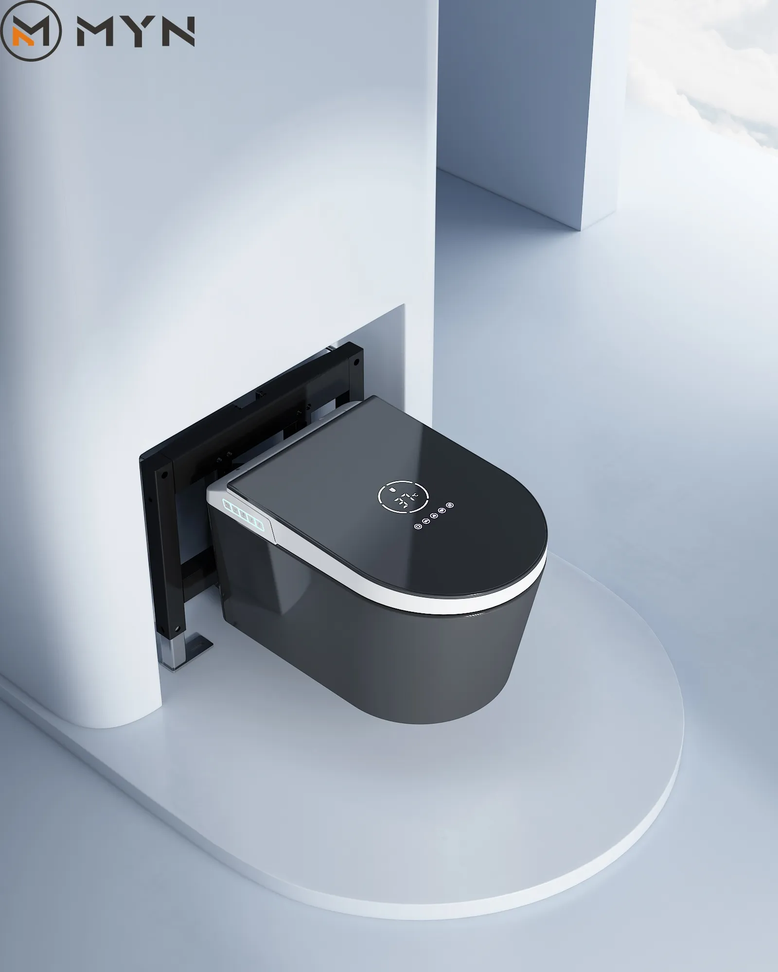 2023 Alta qualidade preto montado na parede cerâmica uma peça elétrica inteligente tigela banheiro automático parede pendurado wc wc inteligente