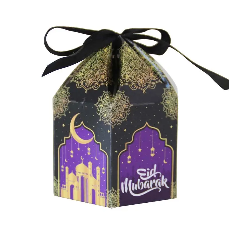 Scatola regalo di cioccolato scatola regalo di carta Ramadan scatole di caramelle stella della luna per ospiti Eid Mubarak