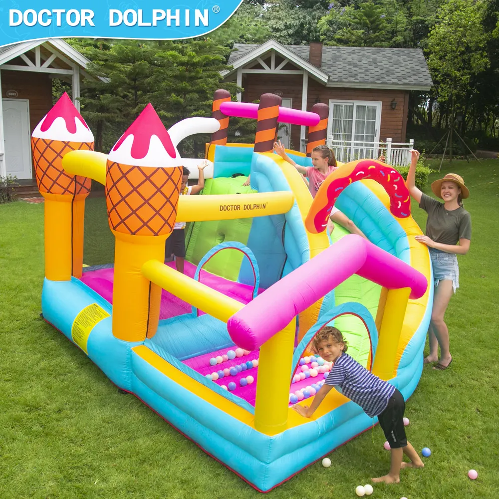 Customized ICTI Swimming Party Games Water Slide Commercial Juegos Inflables Ice Cream And Donut Inflatable Bouncy Castle