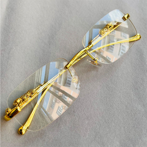 2025 Vintage panthère léopard Rectangle sans monture lunettes de soleil cadre de luxe femmes hommes lunettes de soleil de luxe - Product Image 1