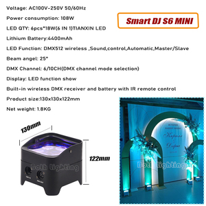 Hem aydınlatma S6 mini up aydınlatma 6*18W RGBWAUV wedding LEDs düğün DJ olay parti kulübü için kablosuz DMX pil par ışık - Product Image 4
