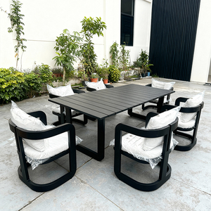 Hiện đại nhôm ngoài trời ăn uống đặt kim loại đồ nội thất sân vườn bao gồm bàn ăn và ghế cho Patio hoặc sân cho khách sạn - Product Image 2