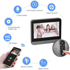 Tuya 3MP HD kỹ thuật số Vòng chuông cửa IR tầm nhìn ban đêm 166 độ rộng xem PIR chuyển động hai cách âm thanh video lổ Nhìn Trộm <span class=keywords><strong>Camera</strong></span> An Ninh - Product Image 2