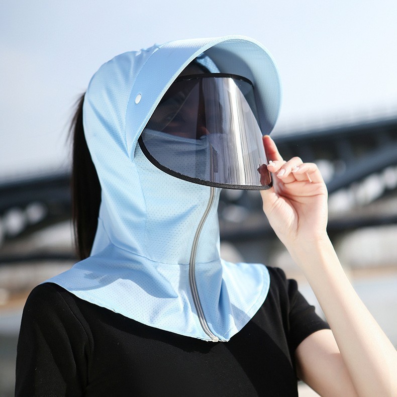 Gorro de ciclismo con cremallera, azul cielo