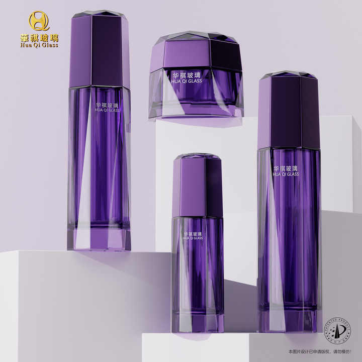 Custom Glass Cosmetic Container Jar with Lotion Pump Wholesale Price Skincare Packaging Screw Cap for Cream and Lotion