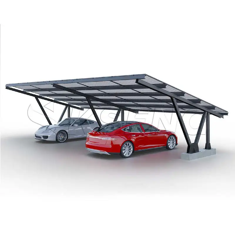 Structure de stationnement solaire en aluminium de 10 kW Système de montage d'abri d'auto PV Abri d'auto solaire étanche