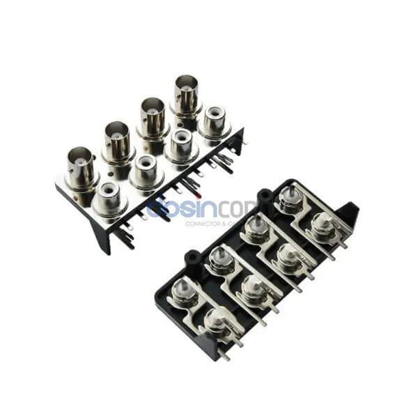 50OHM 75ohm BNC Female Jack Angled Connector 4Ports for PCB Solder Type BNC Connector