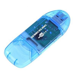 Lettore di schede USB all in 1 USB 2.0 Mini trasparente multifunzione CF TF SD XD MS adattatore per lettore di schede di memoria Multi-Card blu - Product Image 1