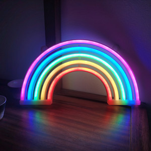 Komidin ve yatak odası dekorasyonu için <span class=keywords><strong>LED</strong></span> Neon gökkuşağı masa üstü lamba ışığı