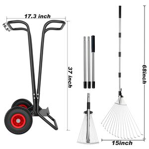 Jh-mech cỏ ngoài trời lá Túi chủ với lá máng kim loại 39 gallon dây rút túi rác di động chủ - Product Image 5