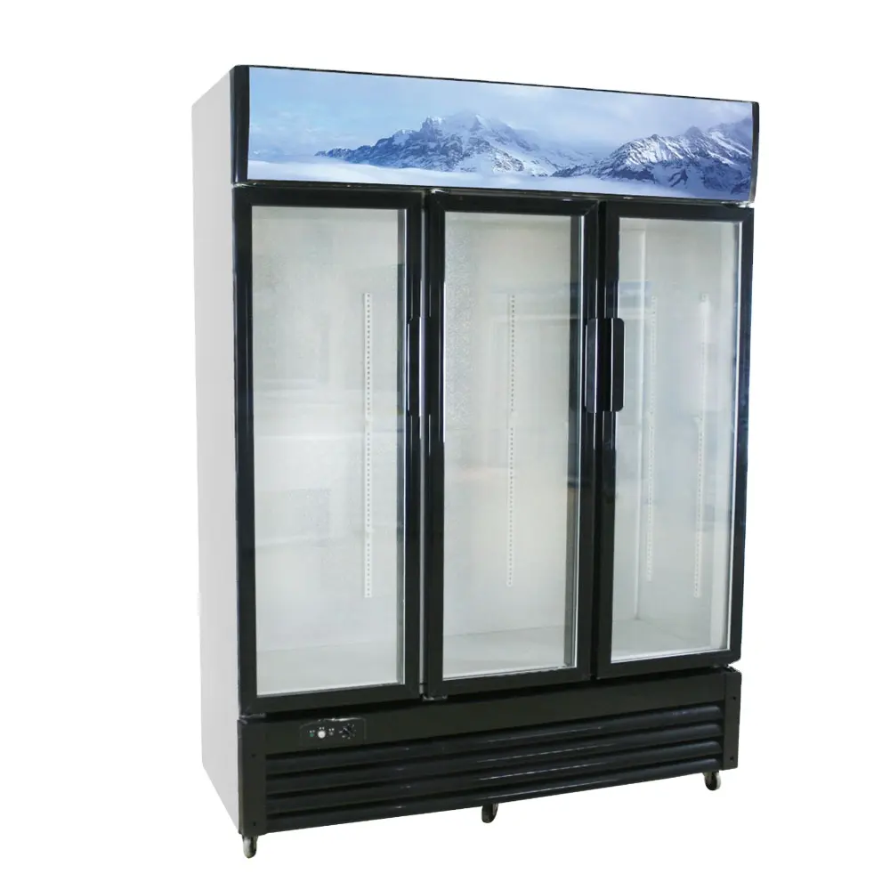 Refrigerador de doble recubrimiento templado con pantalla para puerta de vidrio, congeladores para bebidas