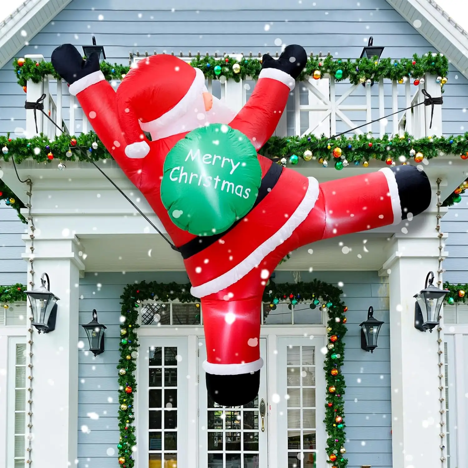 6ft outdoor natal janela parede decoração inflável papai noel escalada fora natal inflável com luz led