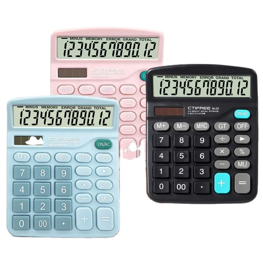 Calculadoras Pantalla LCD Tienda Oficina Escritorio Logotipo personalizado Papelería Cientifica Calculadora Solar de 12 dígitos Calculadora de 12 dígitos