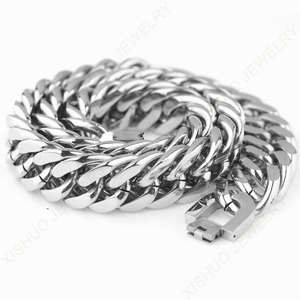 Hot Selling Silver Color 21mm Thick Cuban Curb Link <strong>Chain</strong> 18-30 Inches Stainless Steel Necklace