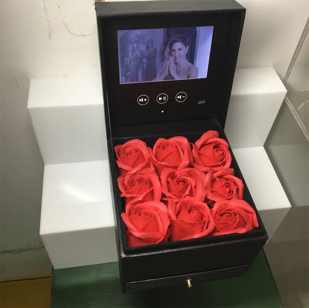 Rose video box packaging boxes luxury magic cube geschenk led cube tv 3d hd video for vr box