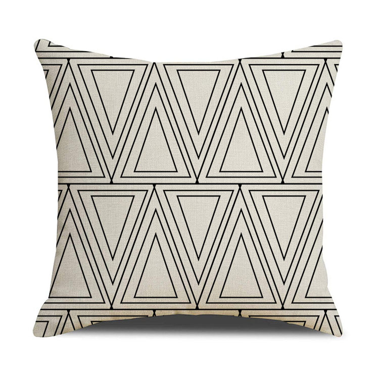 Popular Style Classic Geometric Custom Digital Print Pillowcase Linen Cushion Cover