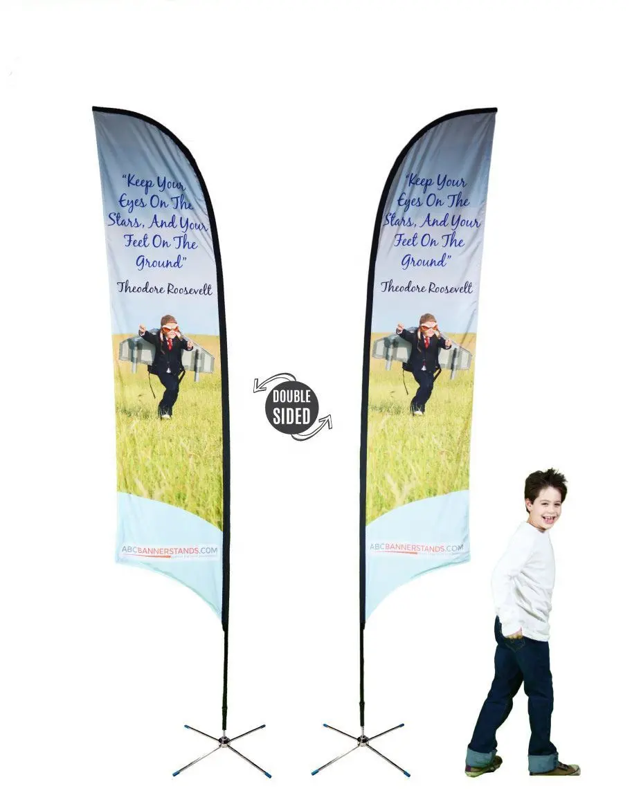 Stampa di alta qualità taglia M 60x240cm banner personalizzato con design a bandiera da spiaggia pubblicitaria