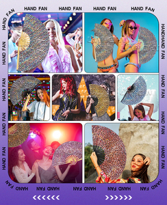 Tùy Chỉnh 33Cm Lớn Đầy Màu Sắc Tre Gấp Quạt Tay Cá Nhân Kung Fu Rave Clack Người Hâm Mộ Cho Người Đàn Ông/Phụ Nữ Lễ Hội Khiêu Vũ Quà Tặng - Product Image 6