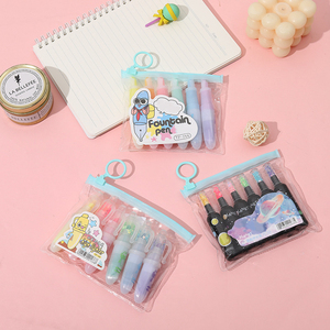 Produzione di nuovo Design personalizzato Non tossico Mini punta posteriore scalpello fluorescente evidenziatore Set pennarello per la scuola - Product Image 2