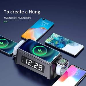 ที่ชาร์จไร้สาย4อิน1พร้อมนาฬิกาปลุกดิจิตอล18W แท่นชาร์จเร็วสำหรับ Apple Watch airpods iPhone Samsung - Product Image 5
