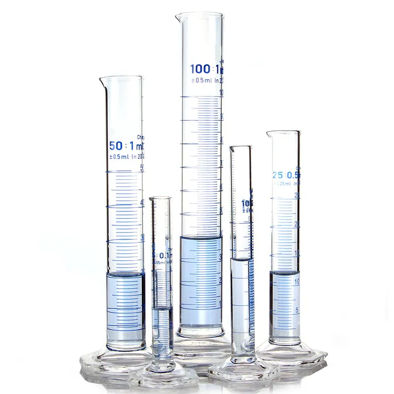 Cilindro de medición de vidrio de borosilicato transparente, Base Hexagonal, cilindro graduado, 3,3, 50ml