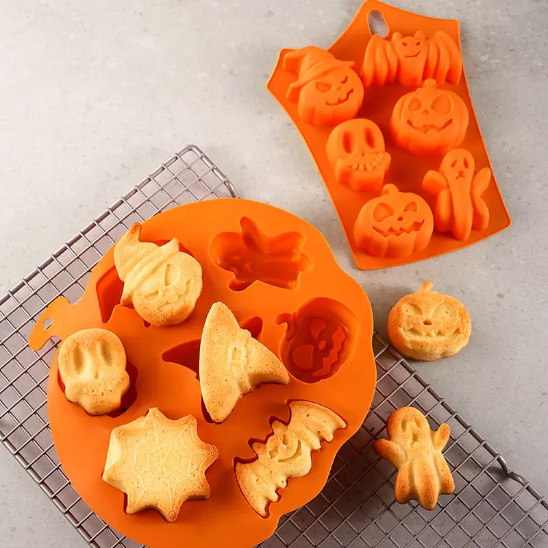 Venta al por mayor de grado alimenticio divertido pastel decoración Halloween pastel Pop moldes Halloween calabaza pastel molde