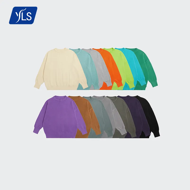 YLS 2021 autunno all'ingrosso Multi colori autunno o-collo lavorato a maglia pianura maglione di lusso uomo Logo personalizzato maglione oversize