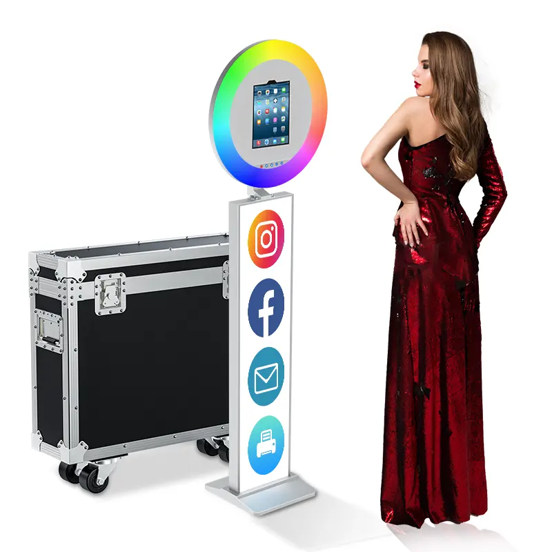 selfie roaming portable ring light 12.9inch PHOTO BOOTH ipad photo booth shell photo booth stand kiosk machine with lcd screen