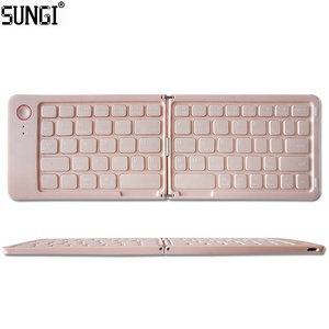 折りたたみ式Bluetoothキーボードポータブルピンクワイヤレスキーボード、スタンドホルダー付き充電式IOSAndroid Windowsと互換性があります - Product Image 1