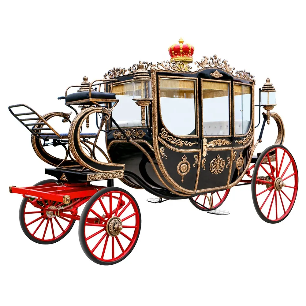 Carro de caballo real de cobre, exposición cerrada completa, precio de fábrica, 4 asientos, carrito eléctrico