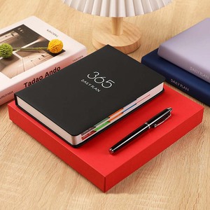 Cuaderno de cuero PU A5 con logotipo personalizado, Bloc de notas de 400 páginas, 2023 de papelería, calendario, planificador de bocetos con índice mensual - Product Image 4