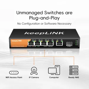 KeepLiNK 5-2.5Gbps Ethernet ve 1-10Gbps SFP Uplink ile 6 portlu PC ağ anahtarı VLAN ve snmp'yi destekler - Product Image 3