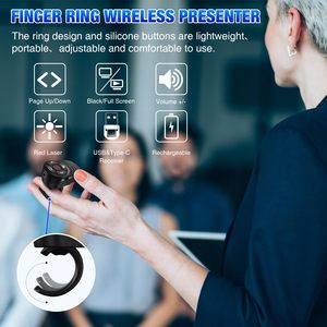 Fingerring Präsentationen Powerpoint Clicker mit Light Pointer Lautstärke regler Wireless Presenter Remote für MAC Computer Laptop - Product Image 4
