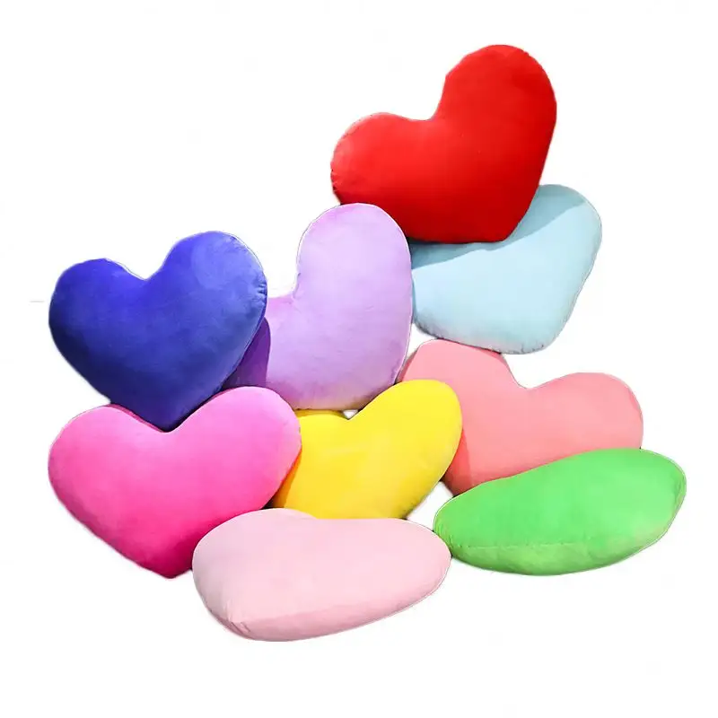 Nueva almohada de felpa con logotipo personalizado al por mayor, regalo de San Valentín, juguetes de corazón de peluche, almohada colorida con forma de corazón de amor de peluche