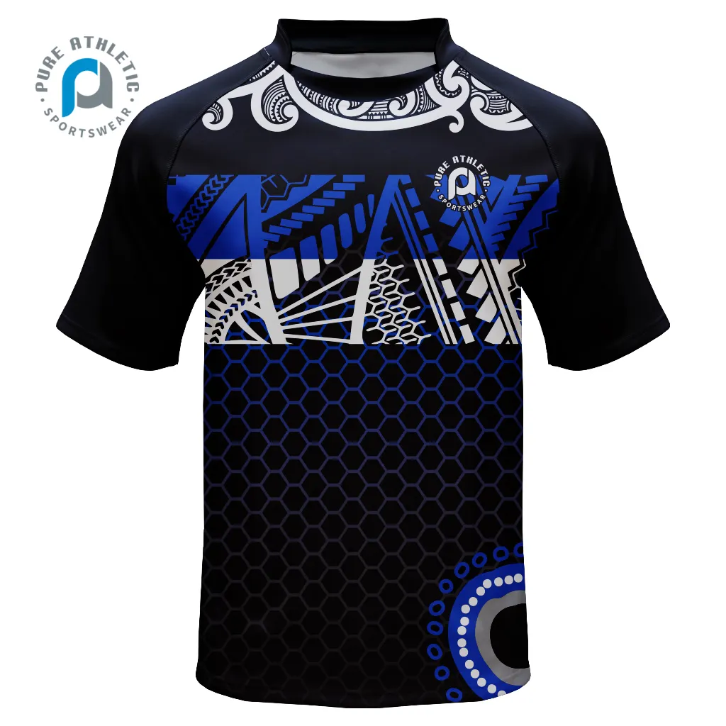 PURE custom polynesian cook island basketball rugby jersey 100% polyester slim fit team rugby t shirt rugby top singlets